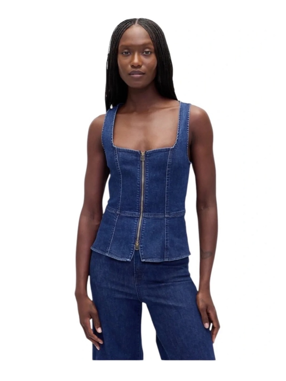 GAP Dark Blue Denim Zip-Front Women’s Top
